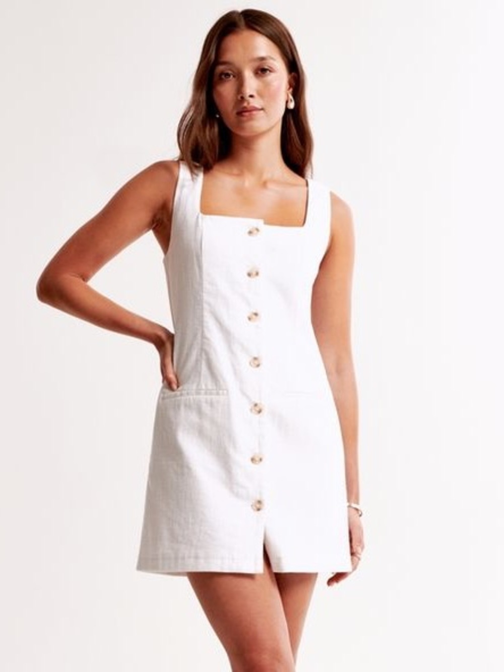 Abercrombie & Fitch Linen-Blend Button-Front Mini Dress